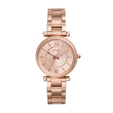 Fossil CARLIE Damenuhr Rose Gold Edelstahl 35 mm Quarz 3-Zeiger - ES4301